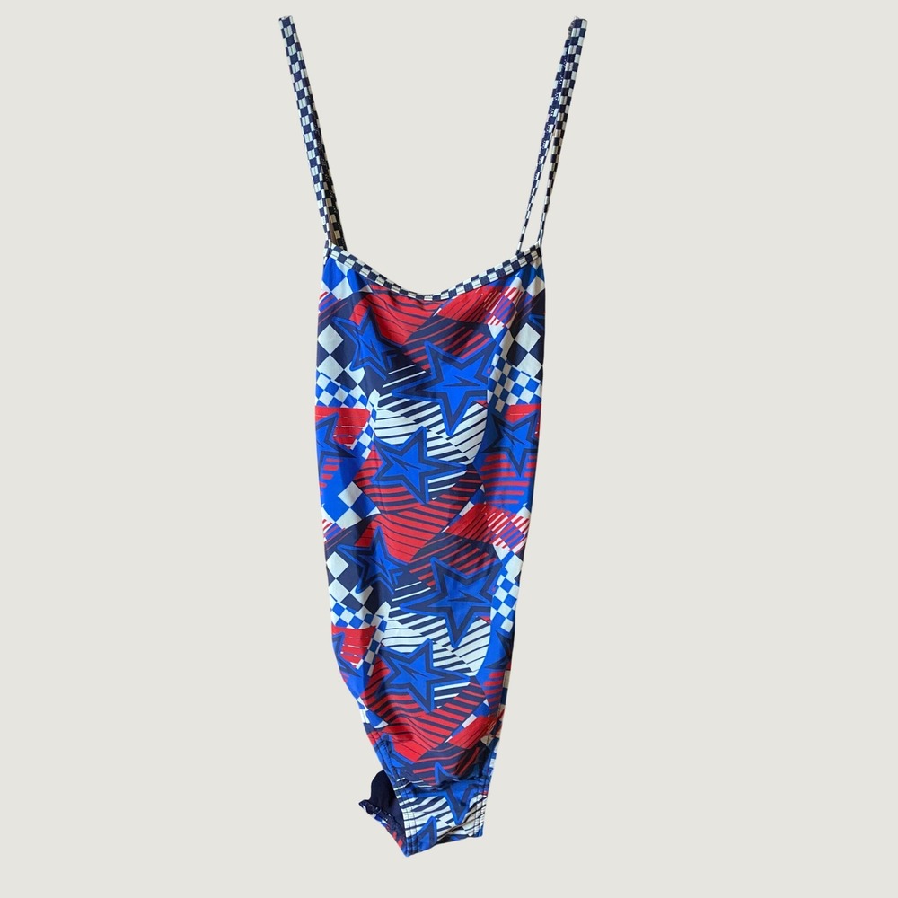 Speedo Overdrive One Piece Swimsuit Size 36 Red White Blue Stars True Cobalt NWT